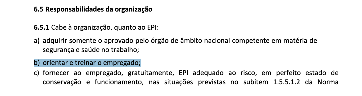 O que diz a NR-06 sobre ordem de serviço SST?